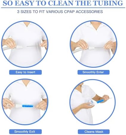 CPAP Hose Cleaning Kit - 7ft Flexible CPAP Tube Brush, 7" CPAP Mask Brush & CPAP Hose Holder Hook(2PCS) - Keep CPAP Supplies Clean and Organized