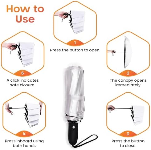 Premium UV Travel Umbrella Compact Windproof & Waterproof Umbrella for Walking | 9-Rib Fiberglass Frame, Heavy Duty Design, Auto Open/Close