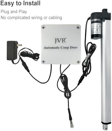 JVR Automatic Chicken Coop Door, Light Sensor Dusk to Dawn, Anti-Pinch Auto