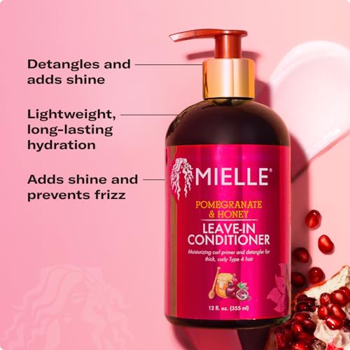 Mielle Organics Pomegranate & Honey Leave-In Conditioner for Curly Hair - Moisturizing Detangler & Curly Hair Treatment to Help Repair Damage
