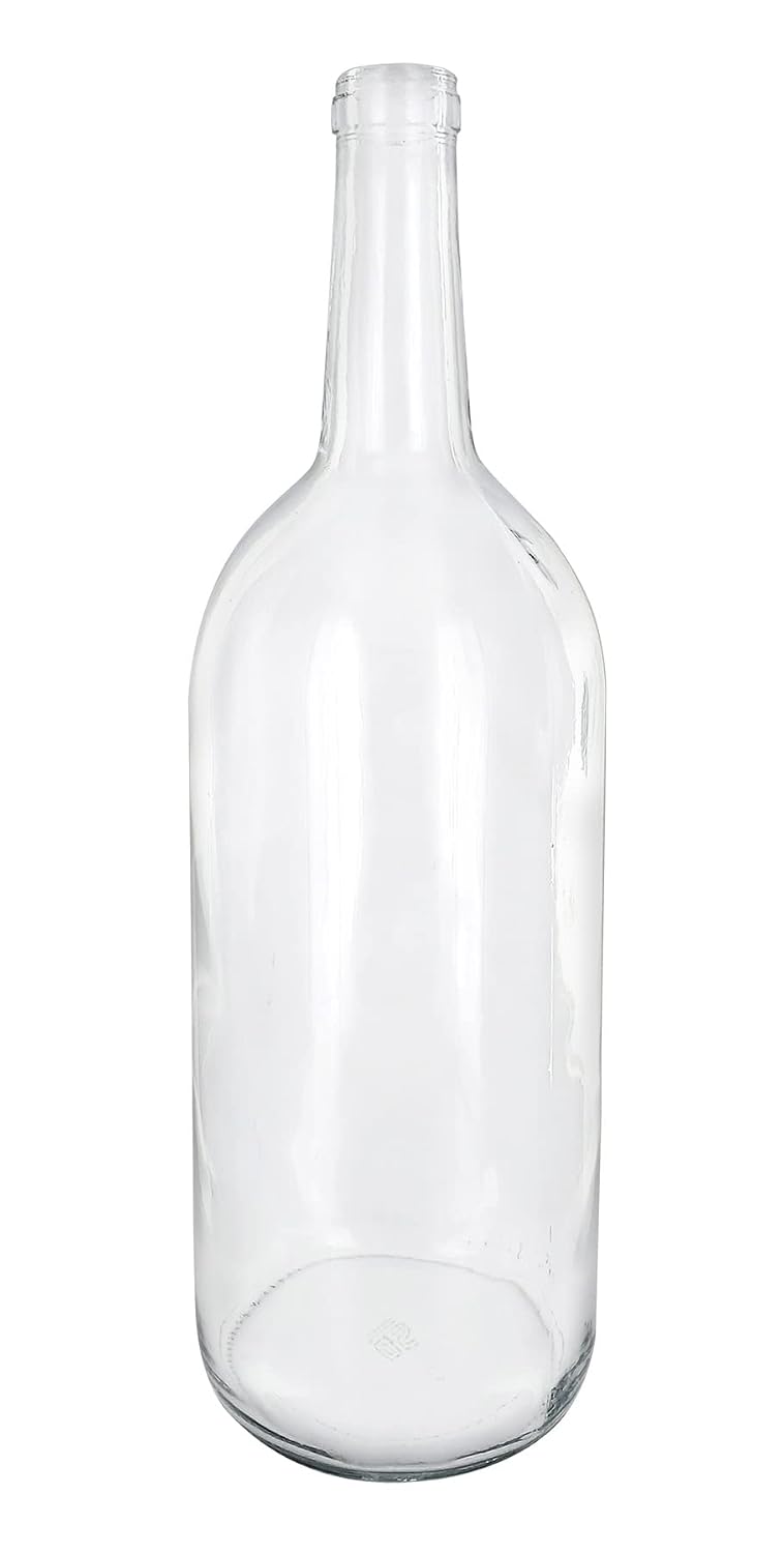 1.5 Liter Clear Claret/Bordeaux Bottles, 6 per case | Flint flat-bottomed Empty Wine Bottles for home winemaking
