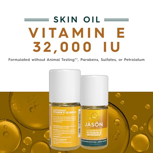 JASON Vitamin E 5,000 IU Moisturizing Body Oil, For Hair, Face, and Body, 4 Fluid Ounces