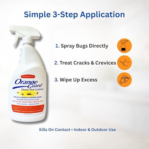Orange Guard Home Pest Control Spray with D-Limonene | All-Natural Food Grade Orange Peel Oil for Bugs, Ants, Roaches, Fleas