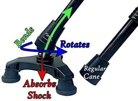 FlexTIP (TLC 5") Cool Walking Cane Tripod Foot – Free-Standing - Anti-Shock, Bending