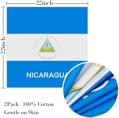 WEITBF 2 Pack Nicaragua Flag Bandana Nicaraguan Scarf Bandanas Headband - 100% Cotton, 22 x 22 inch