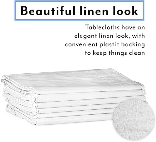 Upper Midland Products White Paper Table Cloths for Round Tables - 82” Octyround Paper Tablecloths with Plastic Backing Round Paper Table Cover