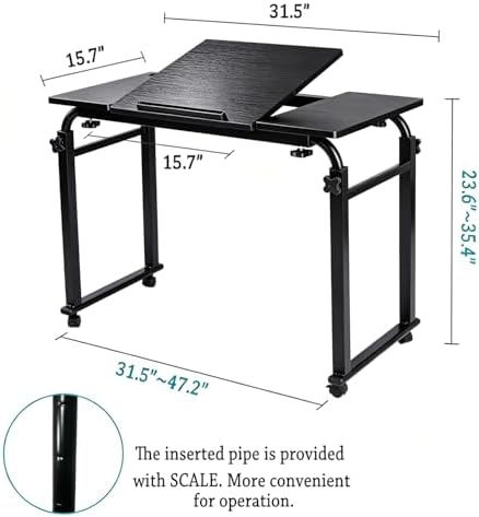 Overbed Laptop Cart Over The Bed Table with Wheels Adjustable Bed Hospital