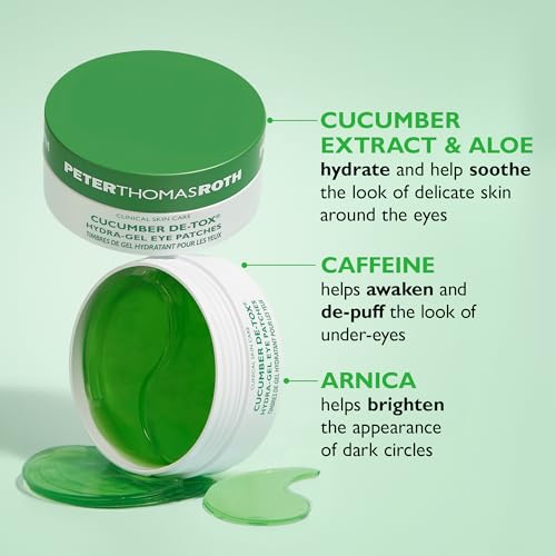 Peter Thomas Roth | Cucumber De-Tox® Hydra-Gel Eye Patches | Cucumber Extract Eye Mask Patches for Puffiness and Dark Circles