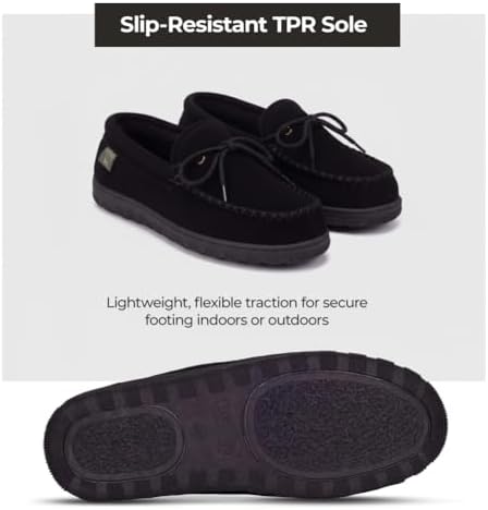 Cloud Nine Sheepskin Men's Moccasin Slippers - Classic Comfortable Slip-On Slippers for Men with Removable Insole