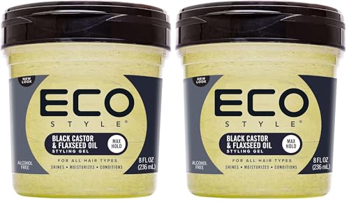 Eco Style Black Castor and Flaxseed Oil Styling Gel - Helps Nourish and Repair Damaged Hair - Promotes Healthy Scalp - Provides Superior and Weightless Hold - Delivers Long Lasting Shine - 8 oz