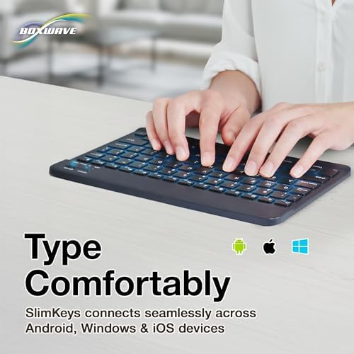 BoxWave Keyboard Compatible with Motorola Bravo MB520 - SlimKeys Bluetooth Keyboard - with Backlight, Portable Slim LED 7 Colors - Jet Black