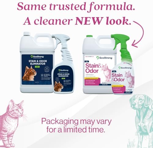 Eco Strong Cat Stain And Odor Remover| Enzyme Urine Odor Neutralizer - Stain Remover for Carpet, Litter Boxes, Bedding