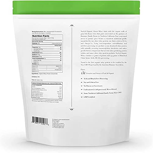 NorCal Organic Grass-Fed Whey Protein, USDA Certified, Unflavored, 2 lb
