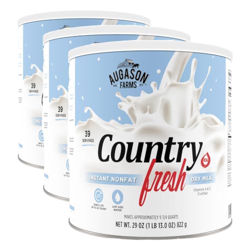 Augason Farms Country Fresh Instant Nonfat Dry Milk Powder | 39 Servings, 20 Year Shelf Life, Gluten Free