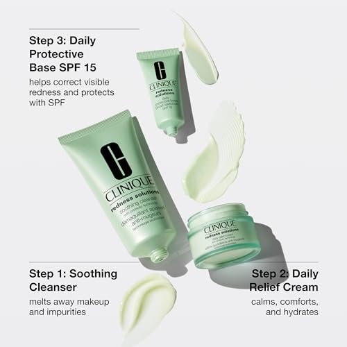 Clinique Redness Solutions Redness Regimen Skincare Set | Soothing Cleanser, 2.5 Fl Oz | Daily Relief Cream