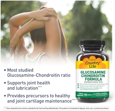 Country Life Glucosamine Chondroitin 1500mg/1200mg - Supports Joint Health & Lubrication - Maintains Healthy Cartilage, Tendon