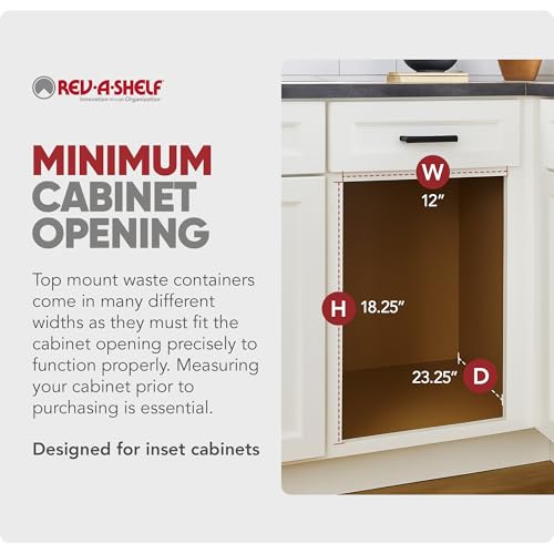 Rev-A-Shelf Double Pullout Trash Can, Min Cabinet Opening 18" W, 50 Qt | w/ Soft-Close, Under Cabinet Waste/Recycling Bin w/ Lid, Silver, 4WCSC-2150DM-2