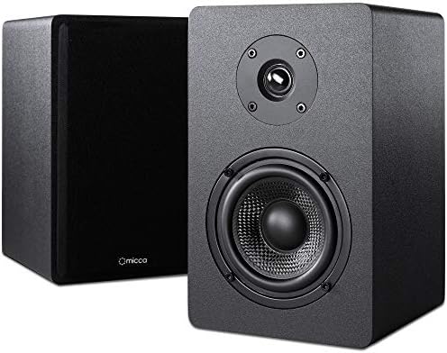 Micca MB42X Advanced 2-Way Passive Bookshelf Speakers, Stereo Pair, Black | Amplifier Required, 4-Inch Carbon-Fiber Woofer, 0.75-Inch Silk-Dome Tweeter, Desktop, Home Theater, Surround Sound