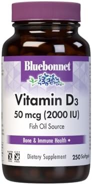 Bluebonnet Nutrition Vitamin D3 2000 IU50 mcg High Potency Immune Support