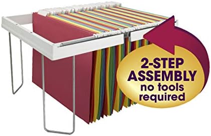 Smead Hanging File Folder Frames, Adjustable, 13” W x 9.25” H x 16”-24” L, White and Silver, Letter Size (64851) (White and Si)