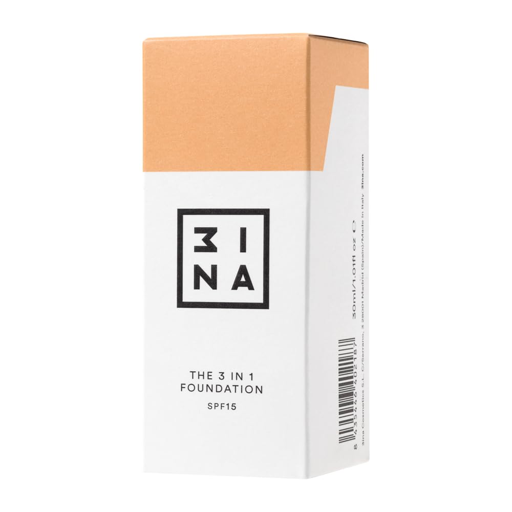3INA The 3-in-1 Foundation – Liquid Foundation with SPF 15 – 12-Hour, Light to Medium Coverage – Skincare, Concealer, Coverage in One – 213 – 1.01 oz