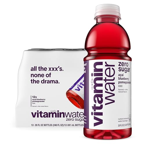 vitaminwater Squeezed Lemonade Zero Sugar, Flavored Water Beverage Bottles, 20 fl oz, 12 Pack