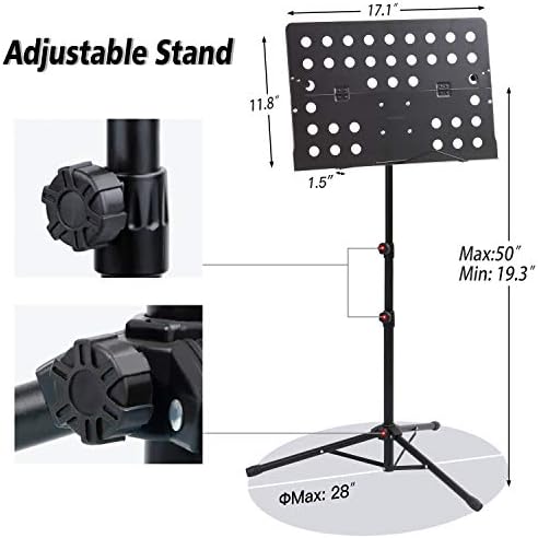 Klvied Folding Sheet Music Stand with Violin Hanger