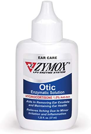 Zymox Otic Enzymatic Solution for Dogs and Cats to Soothe Ear Infections with 1% Hydrocortisone for Itch Relief, 4oz