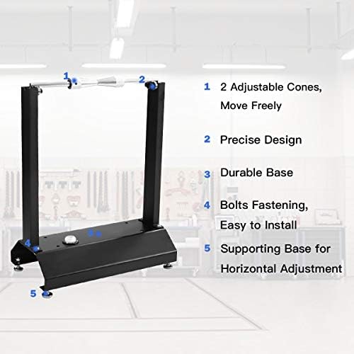 Goplus Motorcycle Bike Wheel Balancer, Rim Tire Balancing Spin Static Truing Stand w/Adjustable Centering Cones, Tire Balancer (16”×8.6”×20”)