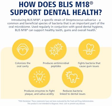 BLIS Teeth & Gums Oral Probiotics M18 Dental Support 30 Peppermint Lozenges | BLIS M18 2.5 Billion CFU, Dental Probiotics, Convenient daily use, Safe