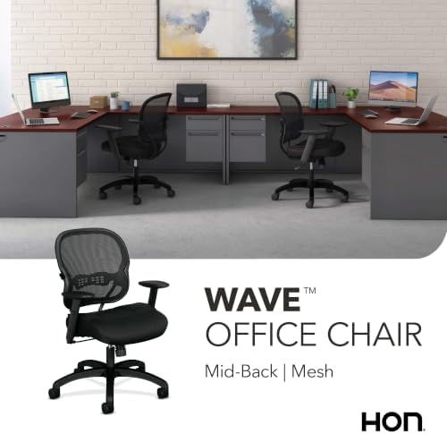 HON Wave Ergonomic Office Chair, Lumbar Support, Desk Chair, Black | High back ergonomic office desk chair with lumbar support, adjustable arms, office decor, advanced tilt for comfort