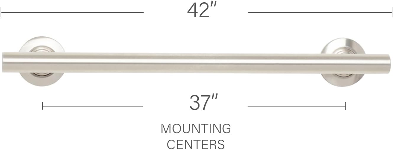 Seachrome 18-inch Coronado Designer Straight Bathroom Shower Grab Bar, Satin Stainless Steel, Brushed Nickel