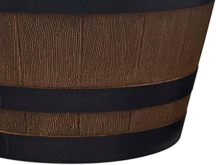 Southern Patio 22.25" Whiskey Barrel Outdoor Planter with 3 Bands, Drainage Hole & Plug, 59 qt. Capacity