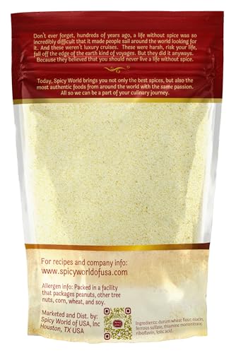 Spicy World Semolina Flour 3 LB (48 Ounce) | USA Grown Semolina for Pizza, for Pasta, and Bread Making | Fine Ground, Bulk Yellow Durum Semola Flour for Pizza Peel