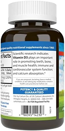 Carlson Vitamin D3 10000 IU (250 mcg), Bone Health, 120 Softgels | Muscle Health; Cholecalciferol; Vitamin D Supplements; Vitamin D3 Soft Gels