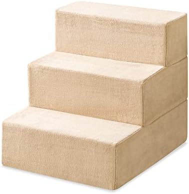 ZINUS Foam 13 Inch 2-Step Step Pet Stairs / Pet Ramp for Cats and Dogs, Extra Small, Beige