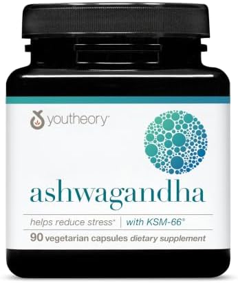 Youtheory Ashwagandha, 1,000 mg, 60 Vegetarian Capsules, 30-Day Supply