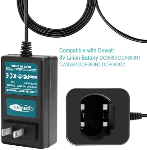 Creabest 8V Li-ion Battery Charger Compatible with Dewalt DCB080 DW4390 | DCF680N1 DCF680N2 DCF680G2 (Not for Ni-Mh/Ni-Cd Batteries)
