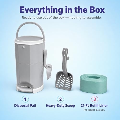 Litter Champ Cat Litter Disposal System, Hands-Free Pedal Trash Can | 4 Gallon Capacity, Triple-Seal Odor Lock, ABS Resin