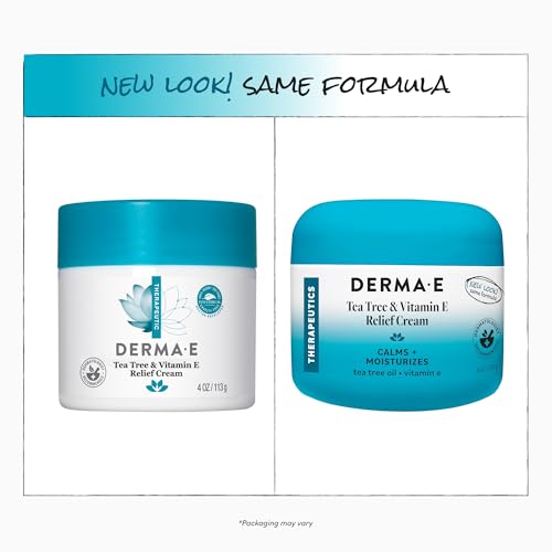 Derma E Tea Tree and Vitamin E Relief Cream – Deeply Moisturizing Tea Tree Lotion – Vitamin E Cream Soothes, Calms and Nourishes Dry, Irritated Skin, 4 oz