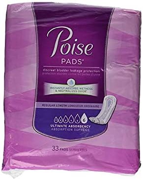 Poise Pads, Regular Length, Ultimate Absorbency 33 pads (Pack of 4)