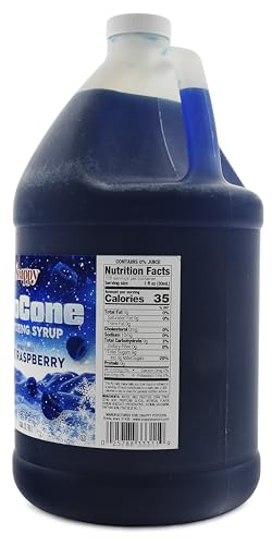 Snappy Blue Raspberry Sno Cone Syrup, 1 Gallon (128 oz), Ready to Use for Snow Cone Machines and Shaved Ice