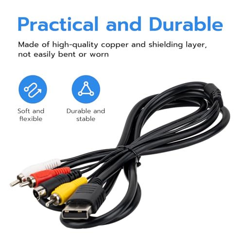 Mcbazel AV Cable for Sega Dreamcast, Composite RCA Audio Video Cord Compatible with Sega Dreamcast - 1.7M/5.58FT