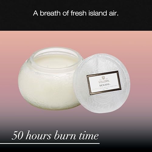 Voluspa Panjore Lychee, Glass Chawan Bowl Candle, 14 oz, 50 Hour Burn Time, Coconut Wax for Clean Burning, Handcrafted in the USA