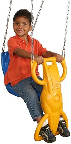 Swing-N-Slide Wind Rider Glider Swing, No Swing Hangers Yellow/Blue, 72" H x 14" W x 25" L