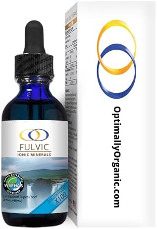 Optimally Organic Water Extracted Fulvic Ionic Minerals X100-2 Month Supply - Patented BioActive Ionic Fulvic Acid - Humic Acid - 77 Trace Minerals