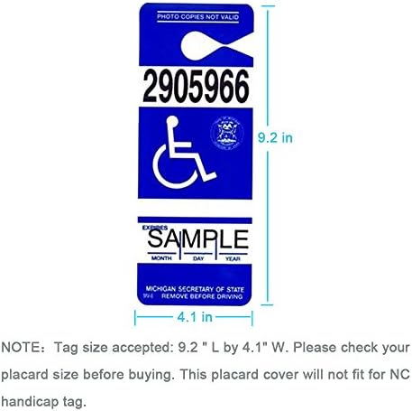 Handicap Placard Holder - Ultra Transparent Disabled Parking Permit Placard Protective Holder Cover with Large Hanger by Tbuymax (Set of 2)