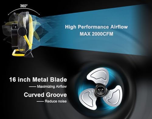 Geek Aire 12" Portable Battery Operated Fan with Metal Blade, 360 Vertical Tilt, 24h Run Time Cordless Fan for Camping Travel Tent Hurricane Home