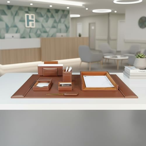 Dacasso Rustic Brown Leather Desk Set, 7-Piece (D3204)