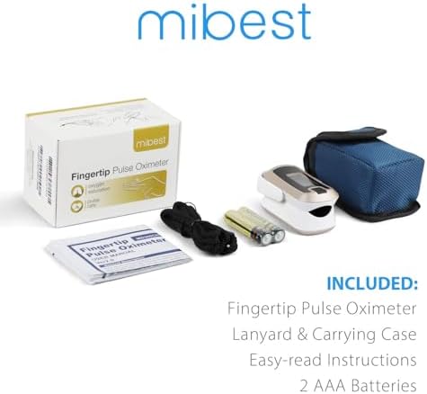 mibest OLED Finger Pulse Oximeter, O2 Meter, Dual Color White/Luxury Gold